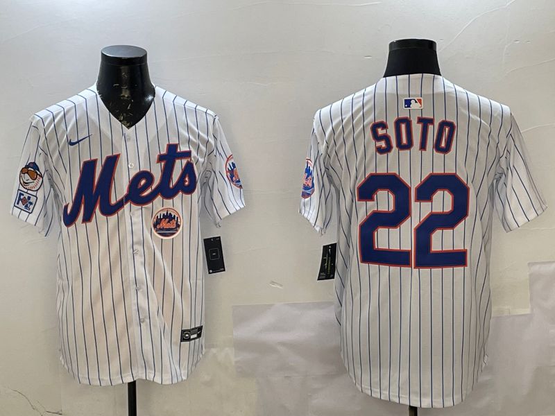 Men New York Mets #22 Soto White Stripe Game 2025 Nike MLB Jersey style 2->new york mets->MLB Jersey